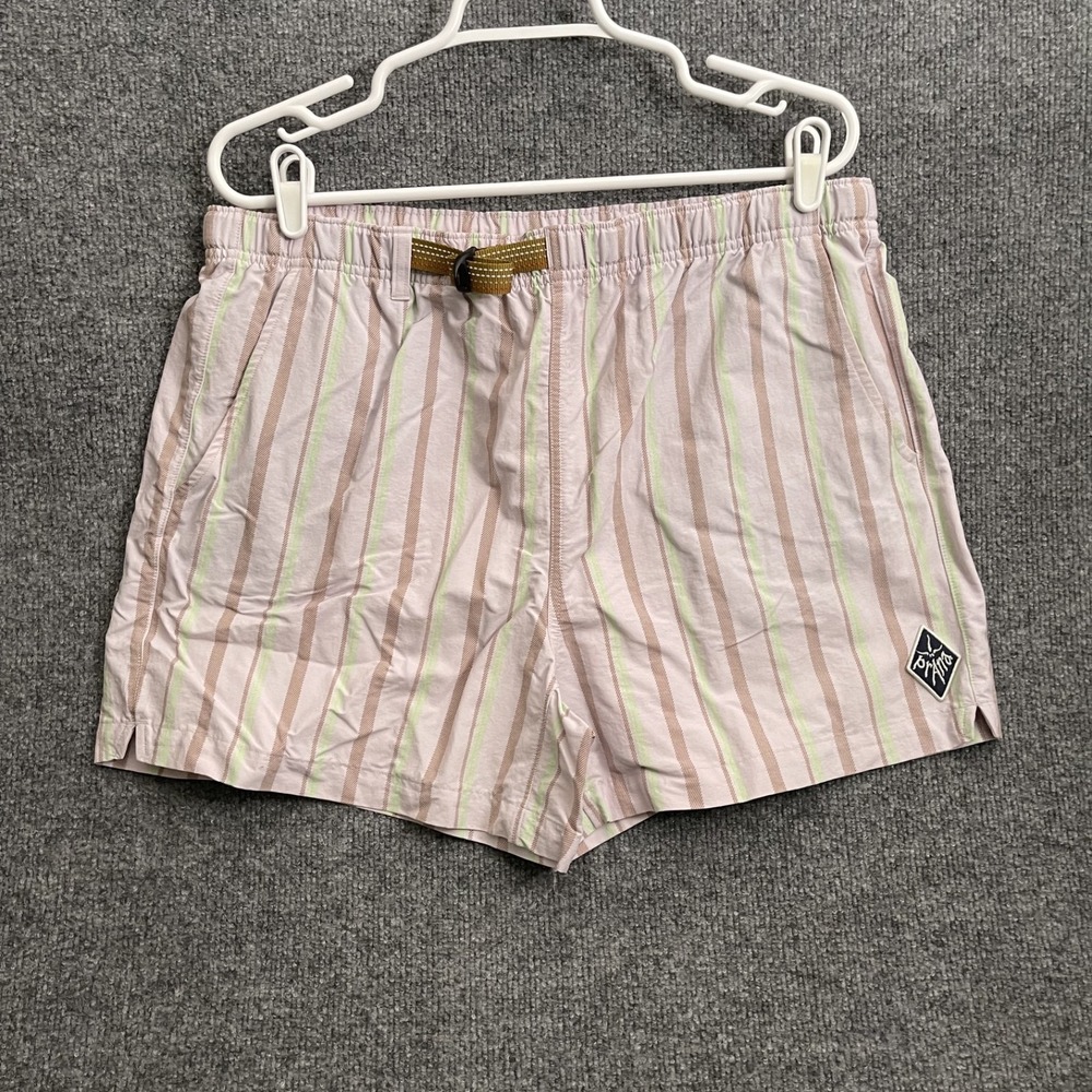 prAna Indio Heritage Shorts Men's Sz M Belted Hiking Striped Pink